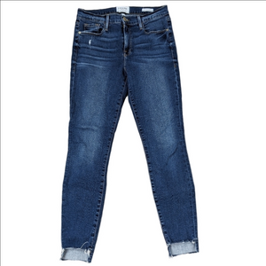 Frame le skinny de Jeanne crop distressed jeans, size 28